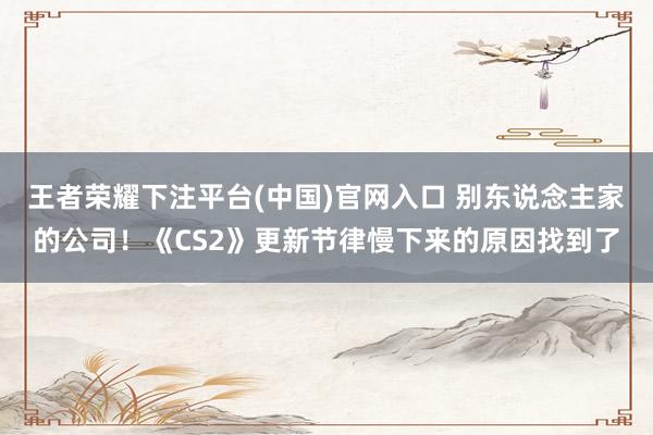 王者荣耀下注平台(中国)官网入口 别东说念主家的公司！《CS2》更新节律慢下来的原因找到了