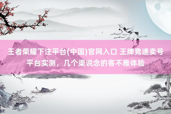 王者荣耀下注平台(中国)官网入口 王牌竞速卖号平台实测，几个渠说念的客不雅体验