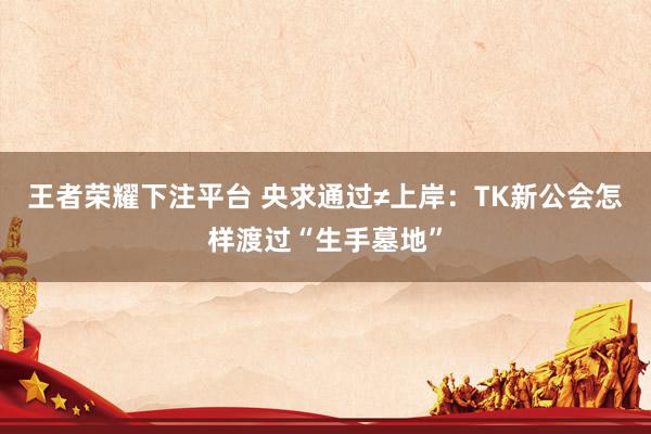 王者荣耀下注平台 央求通过≠上岸：TK新公会怎样渡过“生手墓地”