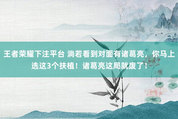 王者荣耀下注平台 淌若看到对面有诸葛亮，你马上选这3个扶植！诸葛亮这局就废了！
