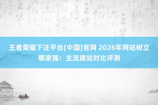 王者荣耀下注平台(中国)官网 2026年网站树立哪家强：主流建站对比评测