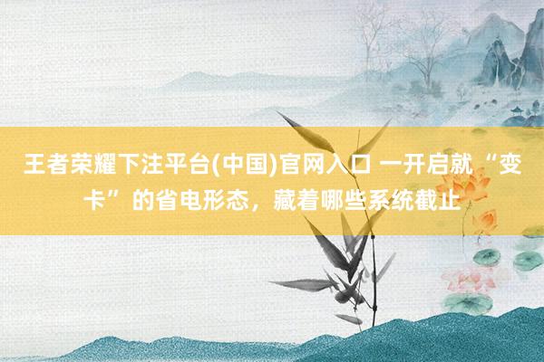 王者荣耀下注平台(中国)官网入口 一开启就 “变卡” 的省电形态，藏着哪些系统截止