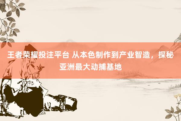 王者荣耀投注平台 从本色制作到产业智造，探秘亚洲最大动捕基地