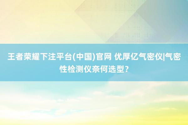 王者荣耀下注平台(中国)官网 优厚亿气密仪|气密性检测仪奈何选型？