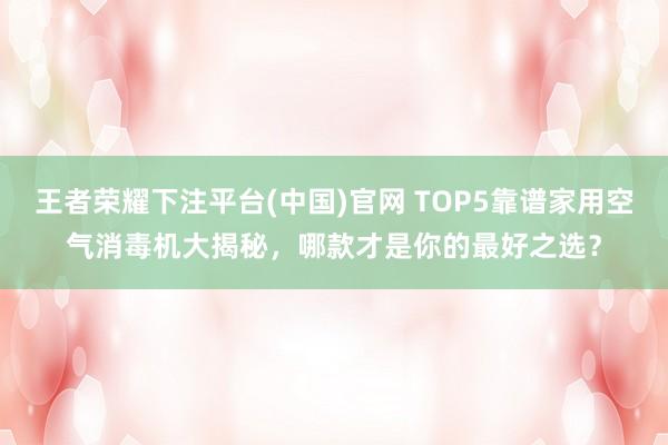 王者荣耀下注平台(中国)官网 TOP5靠谱家用空气消毒机大揭秘，哪款才是你的最好之选？