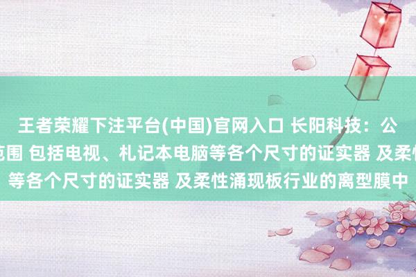 王者荣耀下注平台(中国)官网入口 长阳科技：公司家具主要哄骗于证实范围 包括电视、札记本电脑等各个尺寸的证实器 及柔性涌现板行业的离型膜中