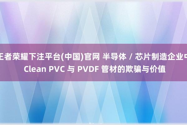王者荣耀下注平台(中国)官网 半导体 / 芯片制造企业中 Clean PVC 与 PVDF 管材的欺骗与价值