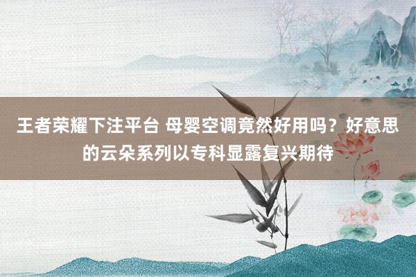王者荣耀下注平台 母婴空调竟然好用吗？好意思的云朵系列以专科显露复兴期待