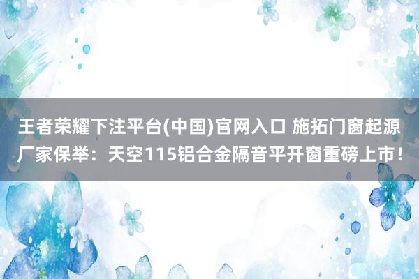 王者荣耀下注平台(中国)官网入口 施拓门窗起源厂家保举：天空115铝合金隔音平开窗重磅上市！